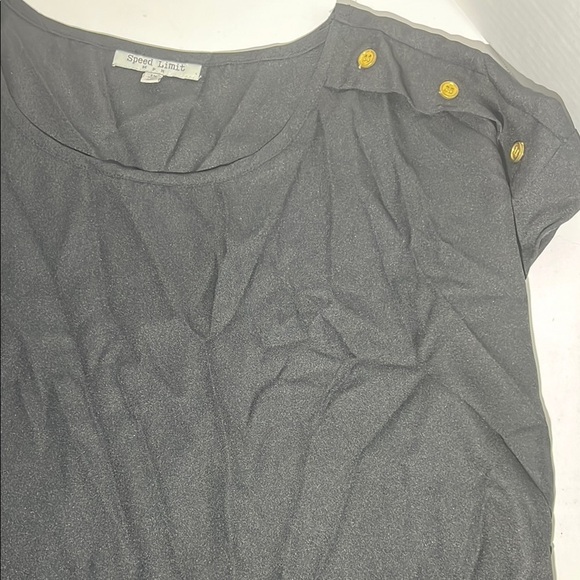 Speed Limit 98 Black Cap Sleeve Relaxed Blouse - Picture 8 of 13